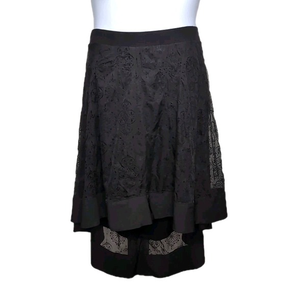 Torrid Lace Overlay Skirt Womens Size 12 Black High Low Back Zip Whimsy Goth - Picture 2 of 13